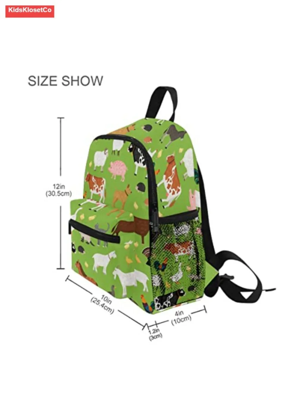 Toddler Farm Animal Backpack with Safety Whistle for School Daycare